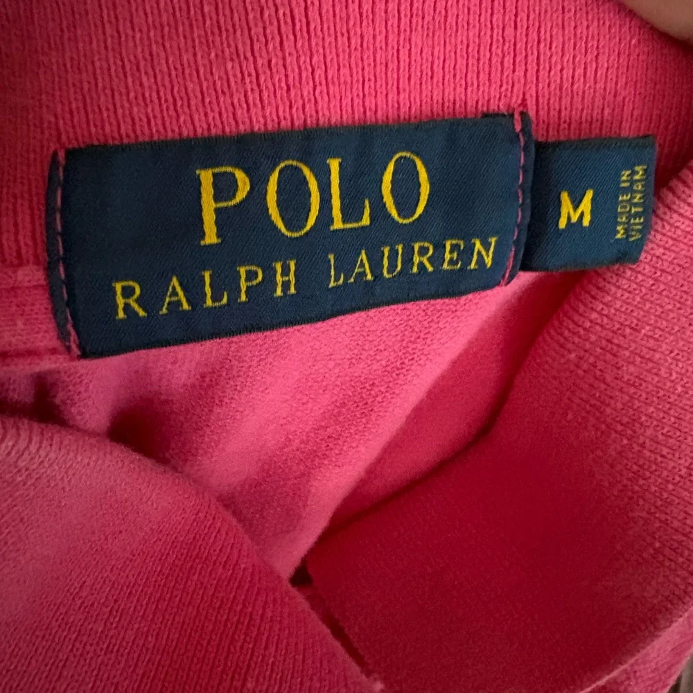 Polo Ralph Lauren Mens Polo Shirt Pink M Short Sleeve Collard Green‎ Pony